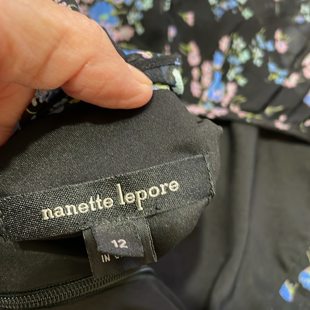 nanette Lepore, dark floral silk asymmetric dress - Picture 7 of 8